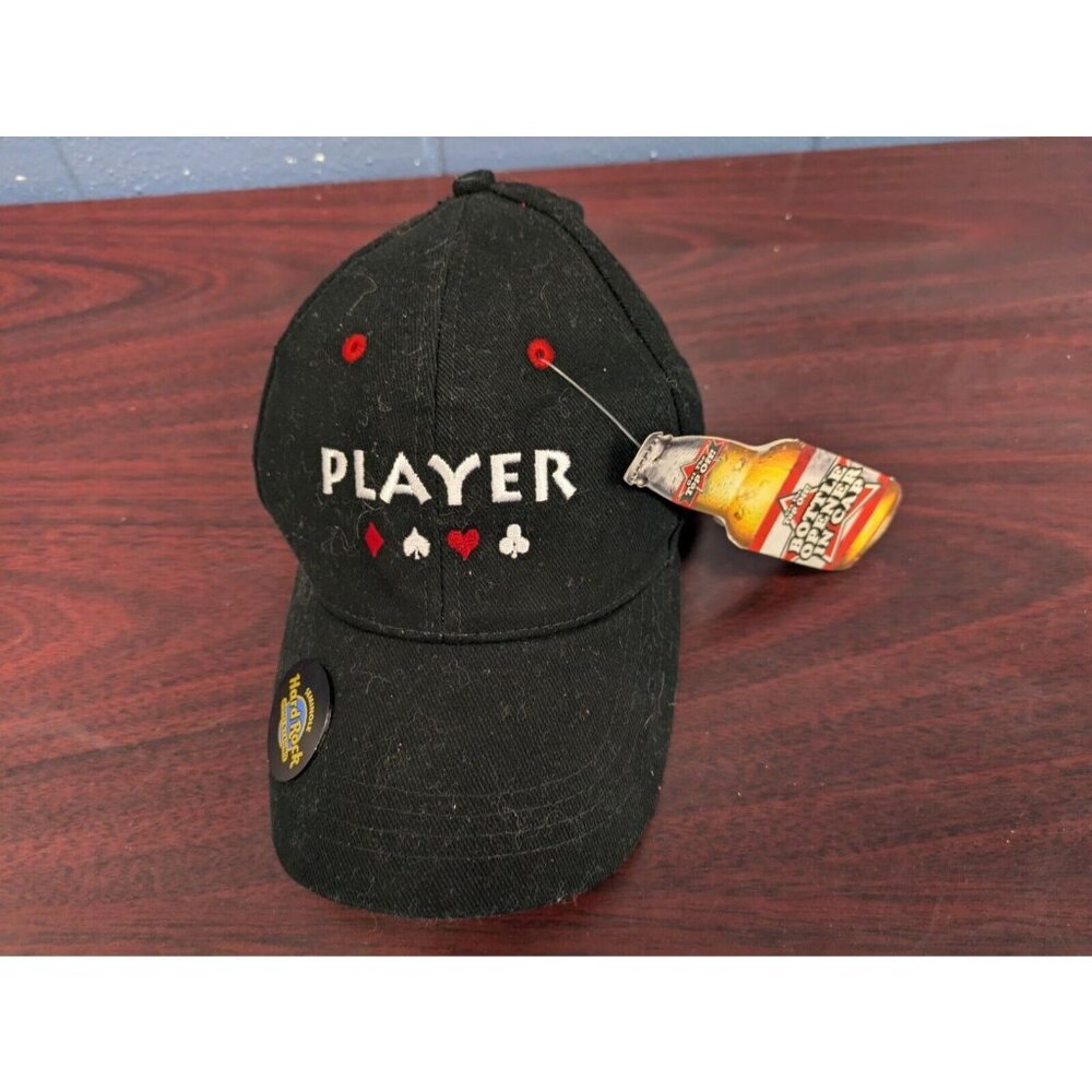 Seminole FL Hard Rock PLAYER Baseball Hat w/ Bottle Opener Card Casino Black NWT